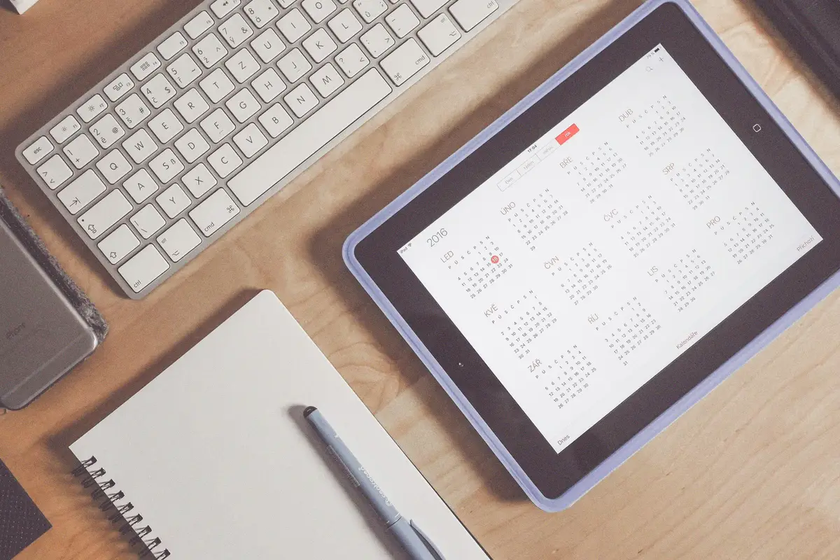 Close view of a planner page layout on screen