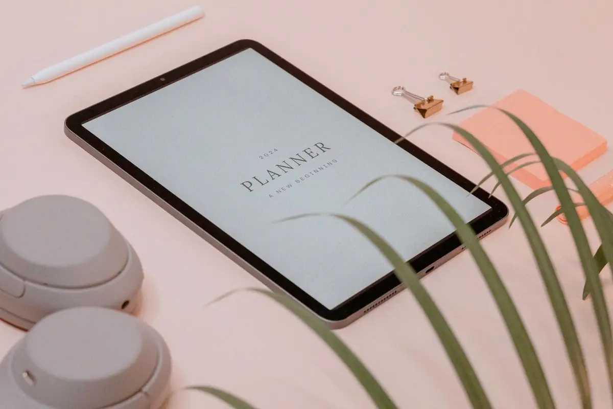 Planner open in a tablet note app